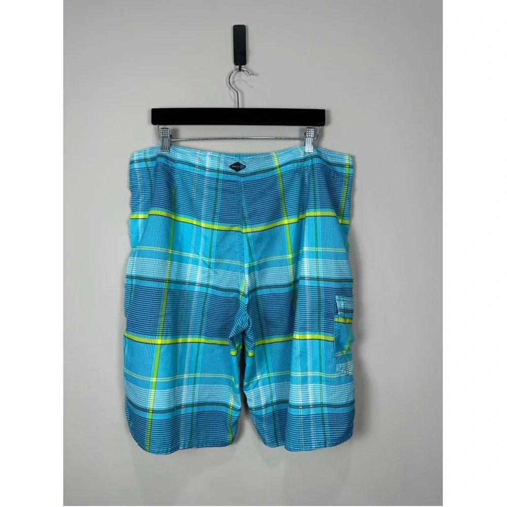 Men's O'Neill Blue Plaid Board Shorts Size‎ 38